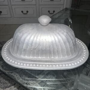 Vintage PEARLS RWP Wilton Armetale Pewter Covered Butter Dish Cottagecore USA